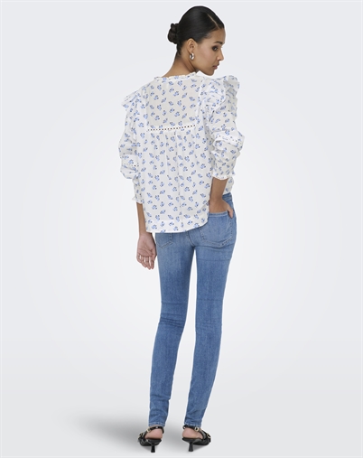 Only - ONLIdris Frill Tape Bluse - Cashmere Blue